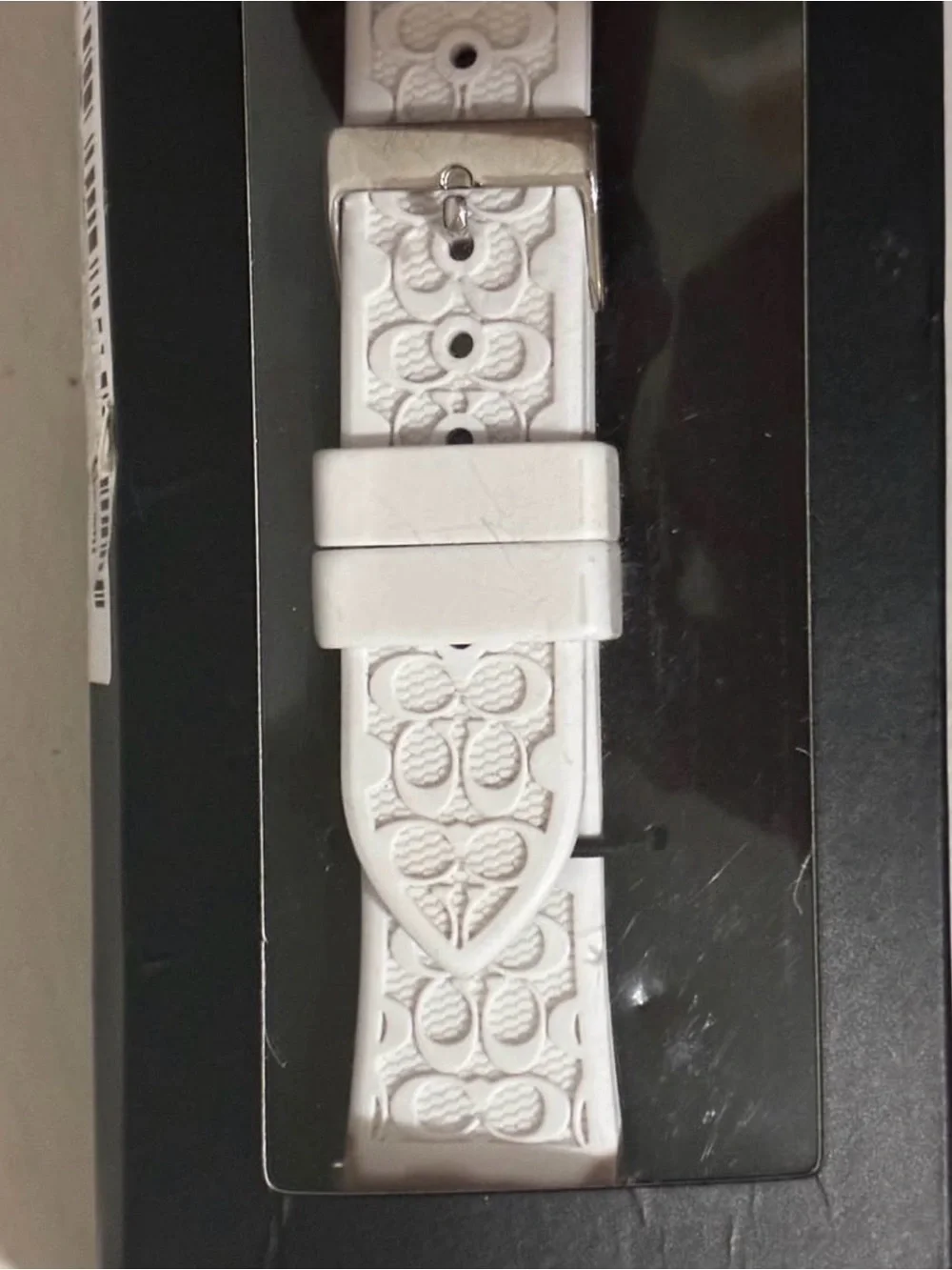 Coach White Smartwatch with Embossed Silicone Band